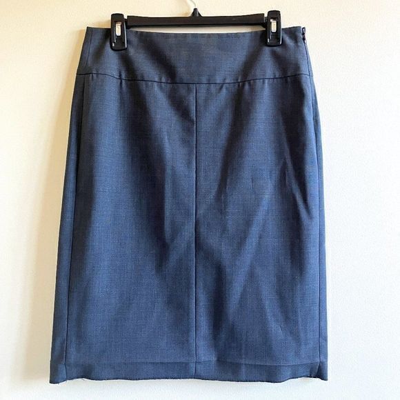 Theory Pencil Skirt Rokita C Heather Gray Wool Blend Side‎ Zipper Women's Size 6 - Picture 1 of 6